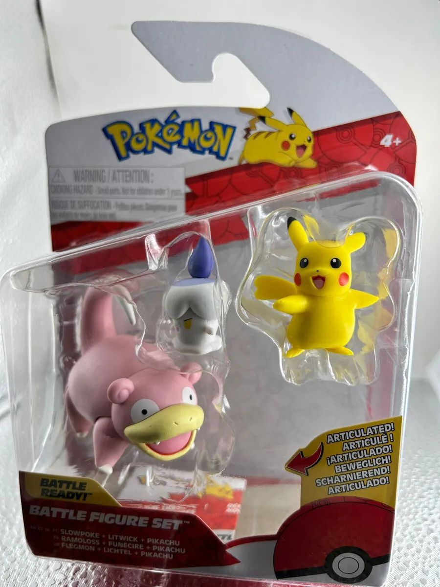 Pokemon - Slowpoke, Litwick, Pikachu Battle Figure Set Jazwares | Eden ...