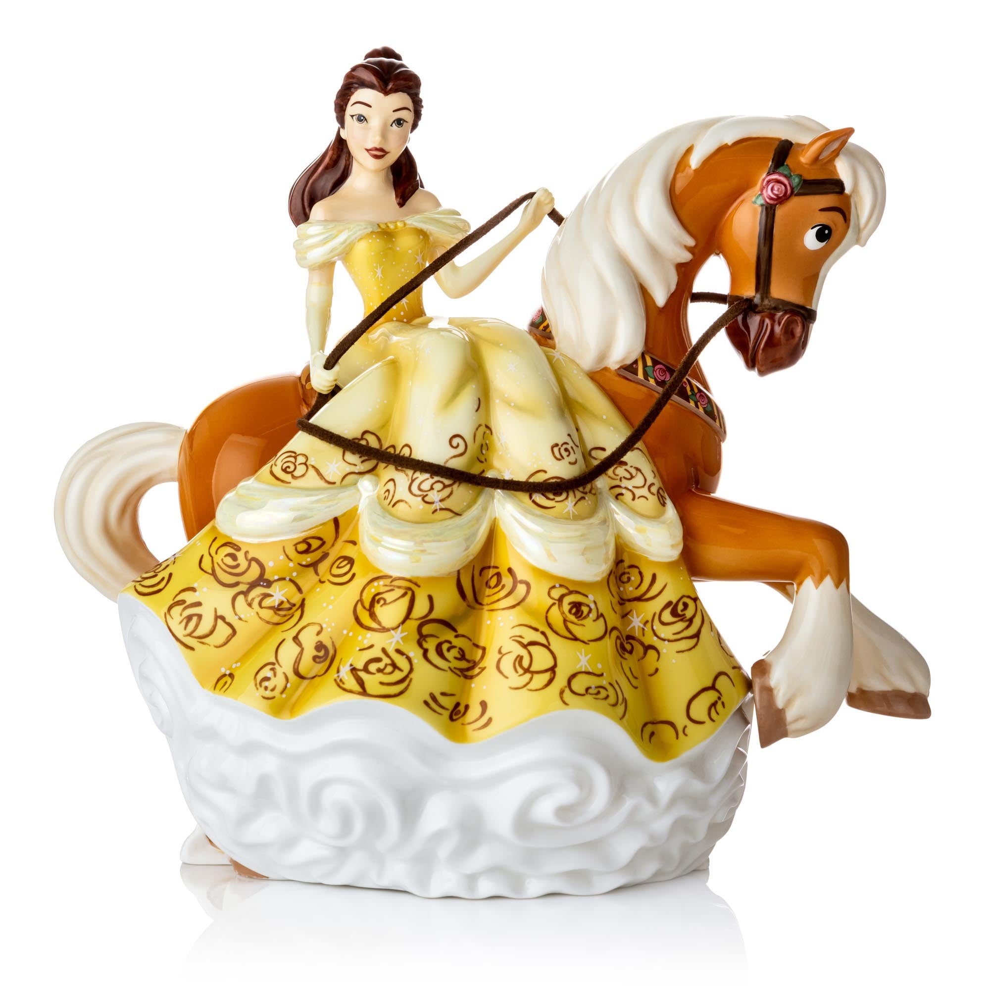 Beauty & The Beast Belle & Phillipe Musical Statue English Ladies
